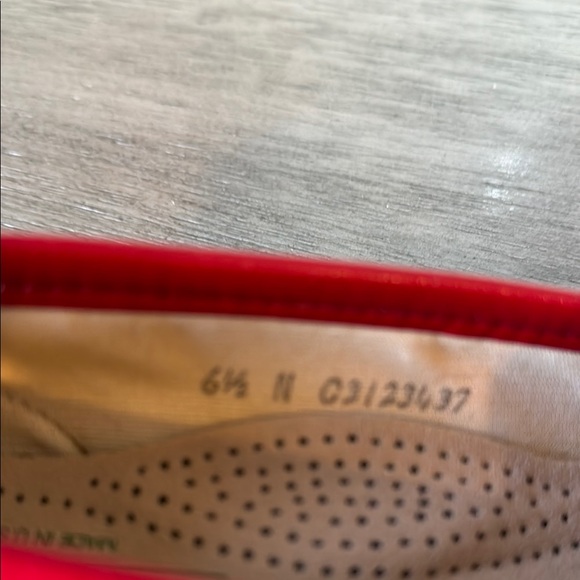 SAS Red Leather Loafers with Stitched Pattern - Picture 8 of 8